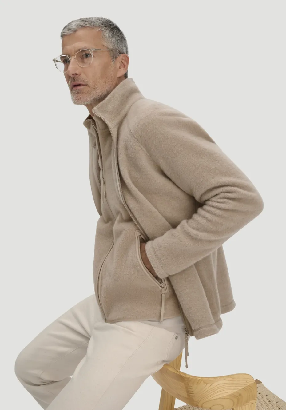 hessnatur Wollfleece Jacke Regular aus reiner Bio-Merinowolle von sand Online