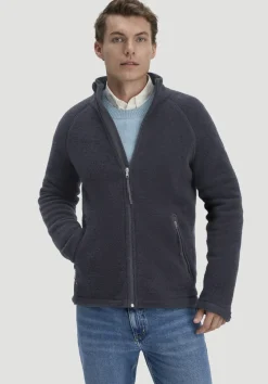 hessnatur Wollfleece Jacke Regular aus reiner Bio-Merinowolle von marine Clearance