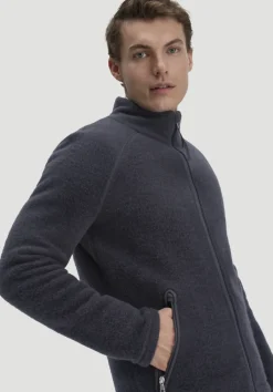 hessnatur Wollfleece Jacke Regular aus reiner Bio-Merinowolle von marine Clearance