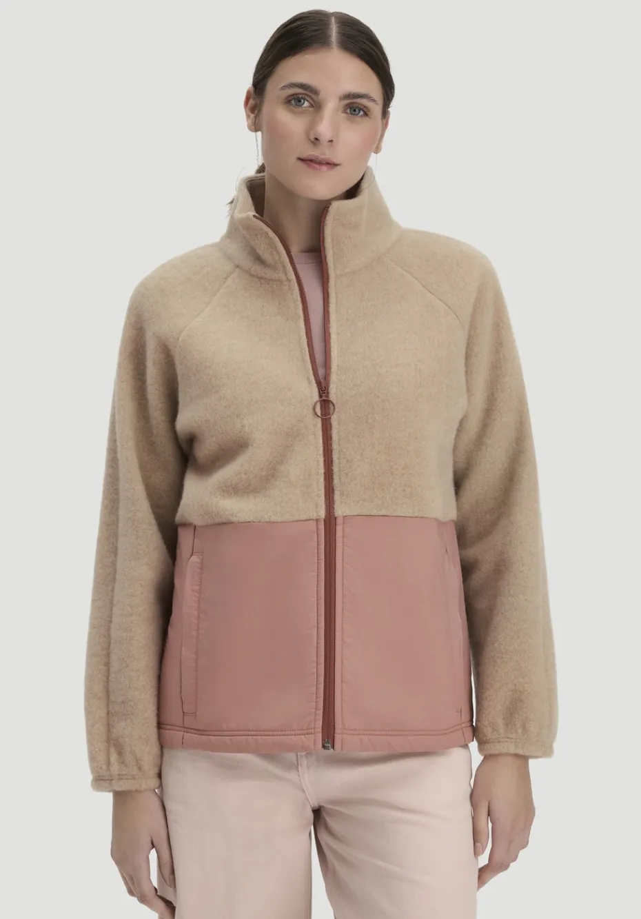 hessnatur Wollfleece Jacke Relaxed aus Bio-Merinowolle mit Bio-Baumwolle von sand Best