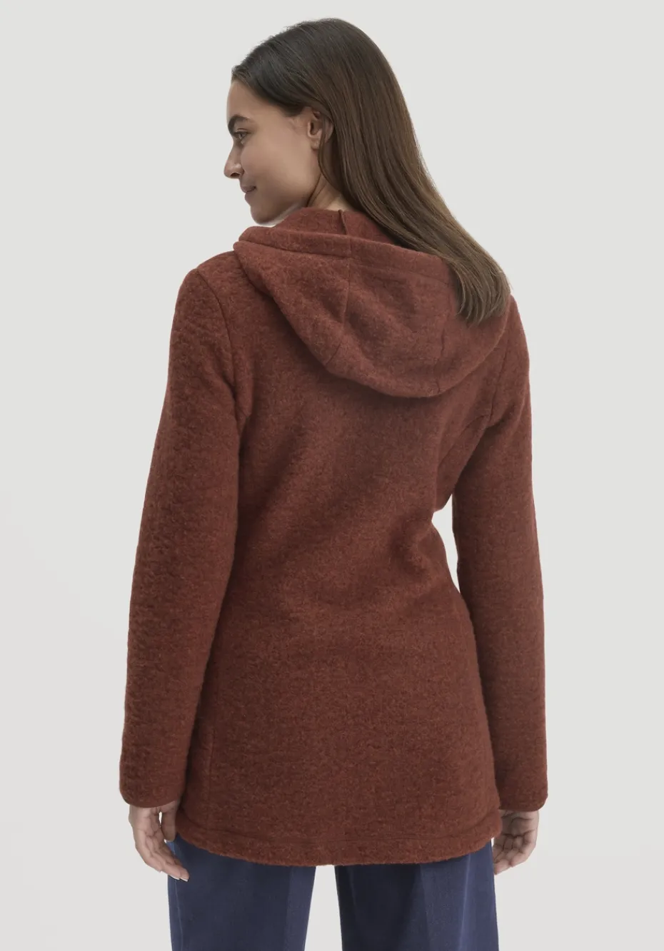 hessnatur Wollfleece Kapuzen-Jacke Regular aus Bio-Merinowolle und Bio-Baumwolle von dunkles rost Best