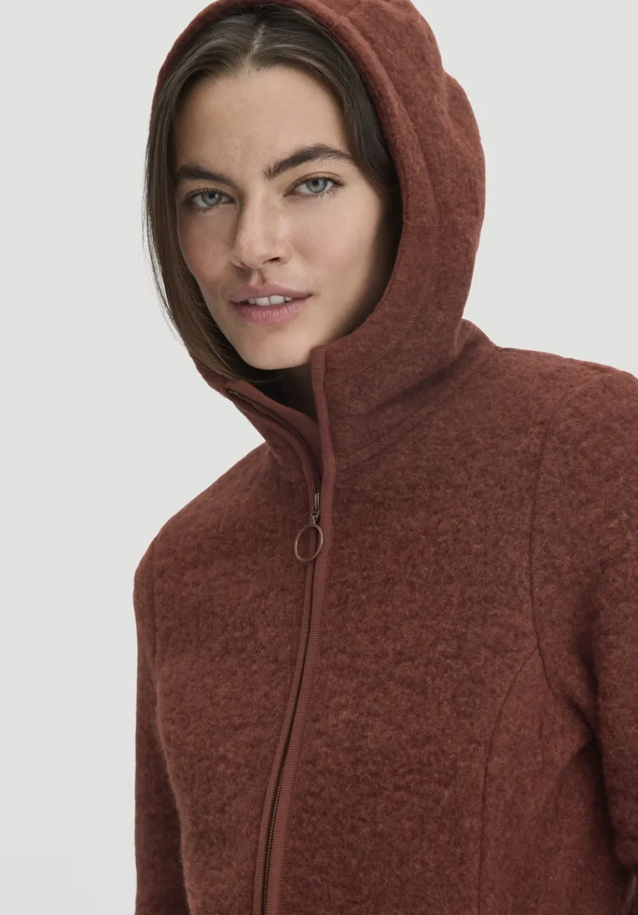 hessnatur Wollfleece Kapuzen-Jacke Regular aus Bio-Merinowolle und Bio-Baumwolle von dunkles rost Best