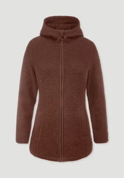 hessnatur Wollfleece Kapuzen-Jacke Regular aus Bio-Merinowolle und Bio-Baumwolle von dunkles rost Best