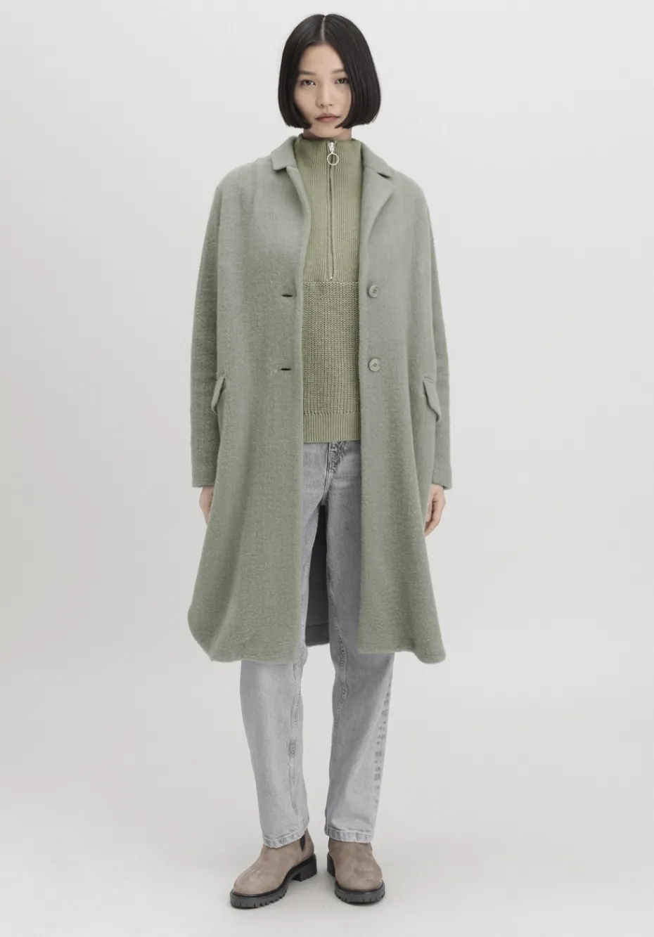 hessnatur Wollfleece Mantel Regular aus Bio-Merinowolle mit Bio-Baumwolle von seegras Sale