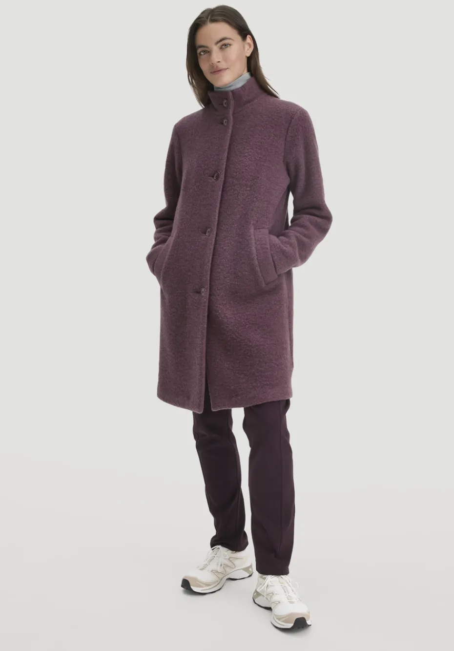 hessnatur Wollfleece Mantel Regular aus reiner Bio-Merinowolle von brombeersorbet New