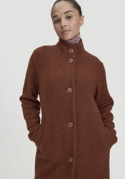 hessnatur Wollfleece Mantel Regular aus reiner Bio-Merinowolle von dunkles rost Hot