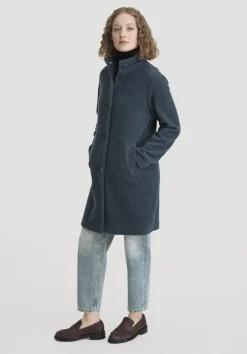hessnatur Wollfleece Mantel Regular aus reiner Bio-Merinowolle von dunkles petrol Sale