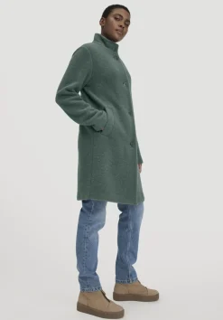 hessnatur Wollfleece Mantel Regular aus reiner Bio-Merinowolle von fichtengrün Sale