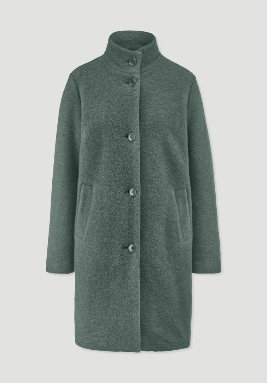 hessnatur Wollfleece Mantel Regular aus reiner Bio-Merinowolle von fichtengrün Sale