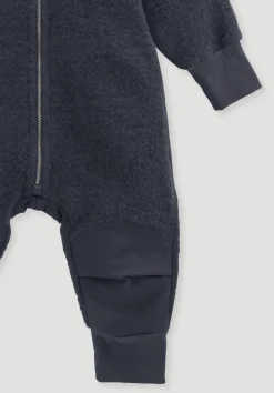 hessnatur Wollfleece Overall aus Bio-Merinowolle mit Softshell von marine Outlet