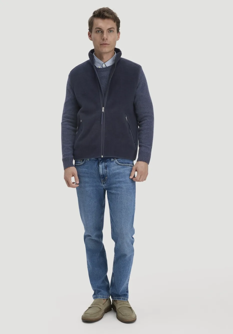 hessnatur Wollfleece Weste Regular aus reiner Bio-Merinowolle von marine New