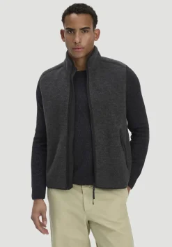 hessnatur Wollfleece Weste Regular aus reiner Bio-Merinowolle von anthrazit Outlet