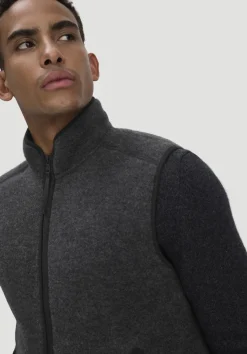 hessnatur Wollfleece Weste Regular aus reiner Bio-Merinowolle von anthrazit Outlet