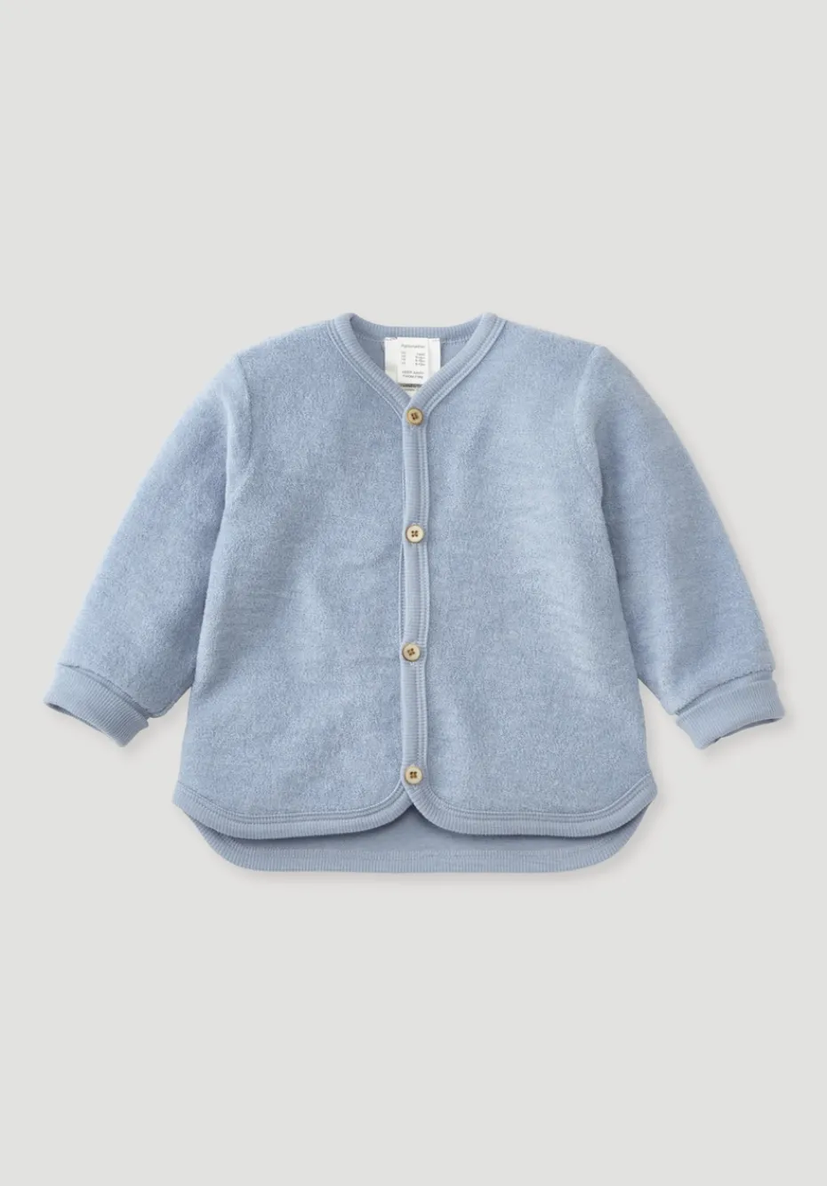 hessnatur Wollfrottee Jacke aus reiner Bio-Merinowolle von helles jeansblau Best
