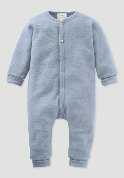 hessnatur Wollfrottee Overall aus reiner Bio-Merinowolle von helles jeansblau