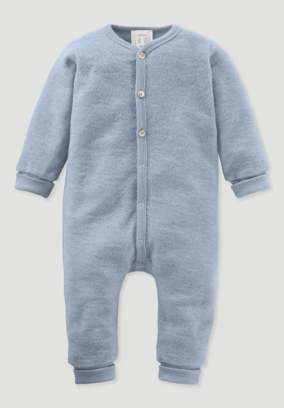 hessnatur Wollfrottee Overall aus reiner Bio-Merinowolle von helles jeansblau