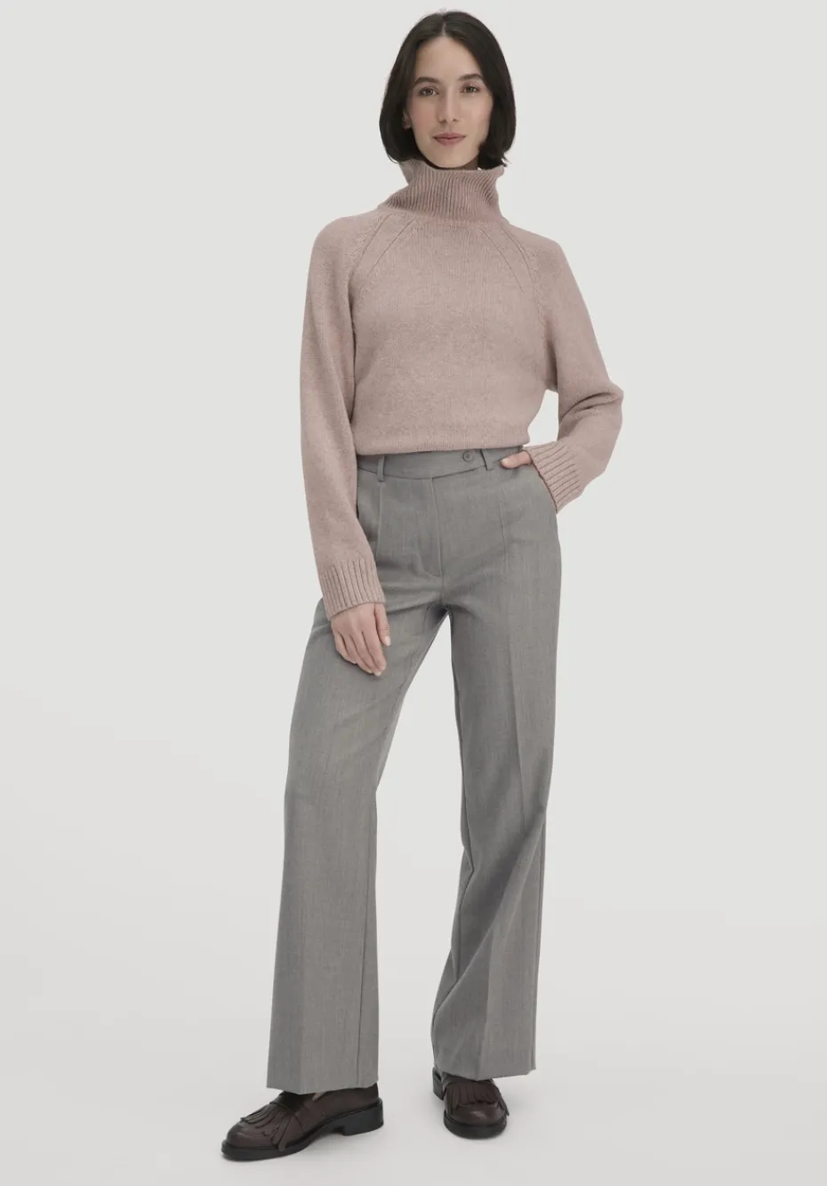 hessnatur Wollhose Straight Leg Relaxed aus reiner Bio-Merinowolle von taupe Sale