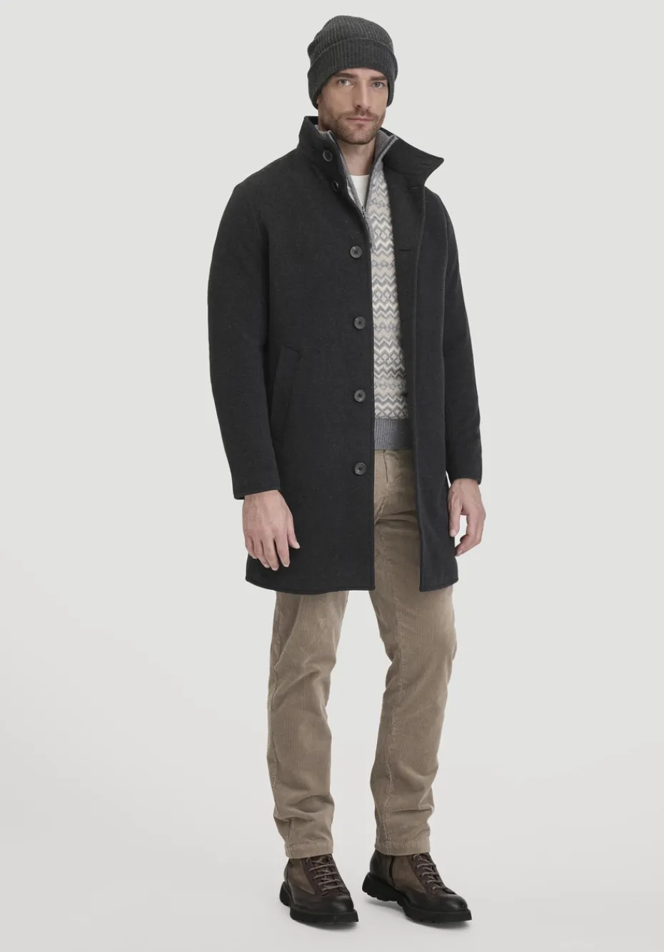 hessnatur Wollmantel Regular aus reiner Bio-Schurwolle von anthrazit Sale