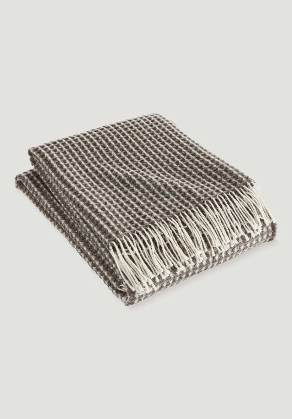 hessnatur Wollmix Waffle Plaid YARA aus Bio-Lambswool mit Bio-Baumwolle von naturbraun New