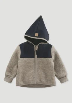 hessnatur Wollwalk Jacke aus Bio-Merinowolle mit Softshell von greige Discount