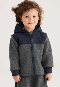 hessnatur Wollwalk Jacke aus Bio-Merinowolle mit Softshell von anthrazit Sale
