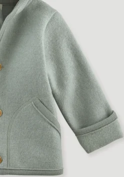 hessnatur Wollwalk Jacke aus reiner Bio-Merinowolle von mattgrün Outlet