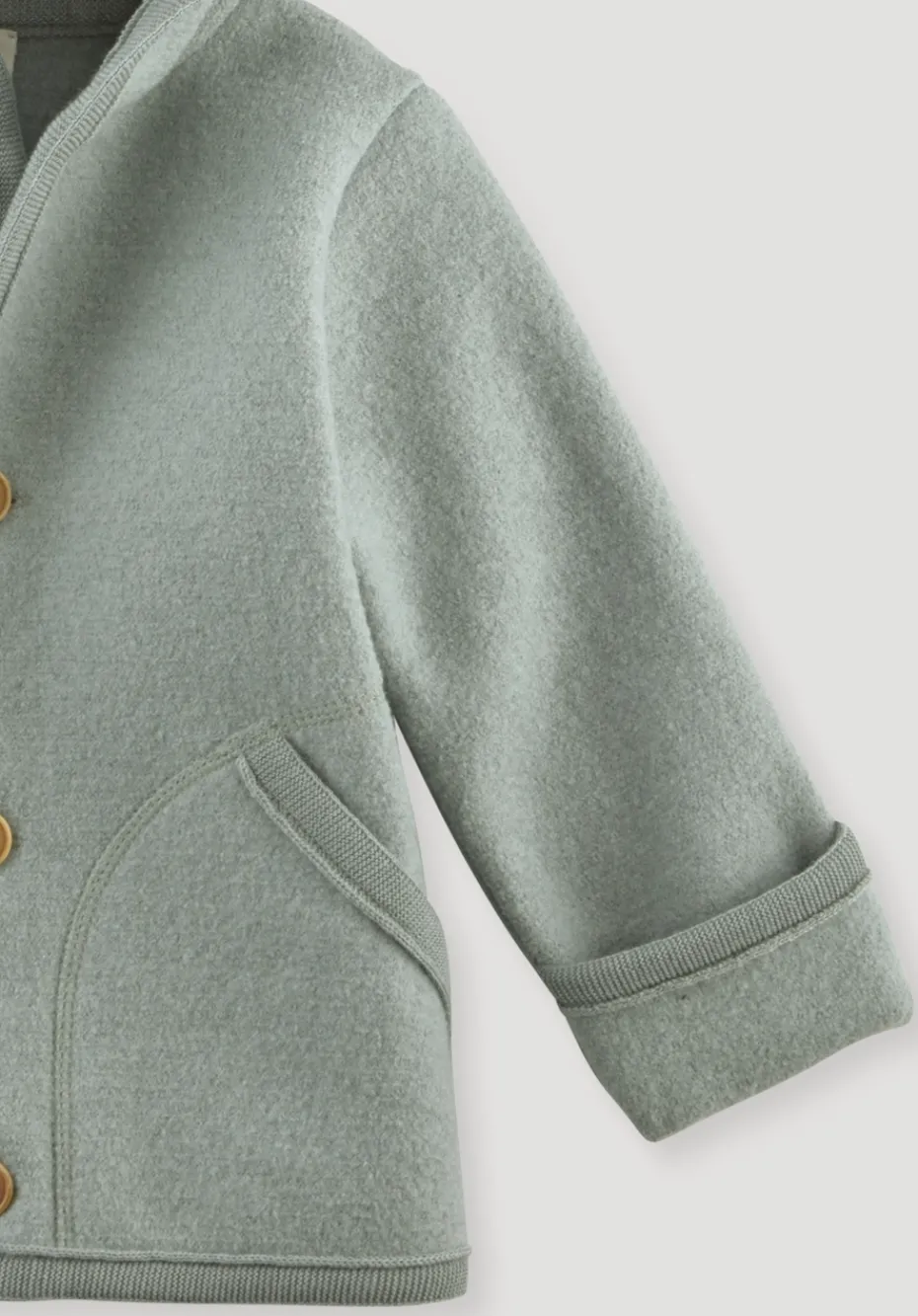 hessnatur Wollwalk Jacke aus reiner Bio-Merinowolle von mattgrün Outlet