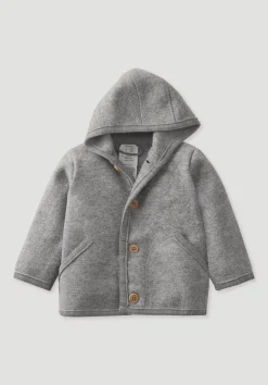 hessnatur Wollwalk Jacke aus reiner Bio-Merinowolle von grau New