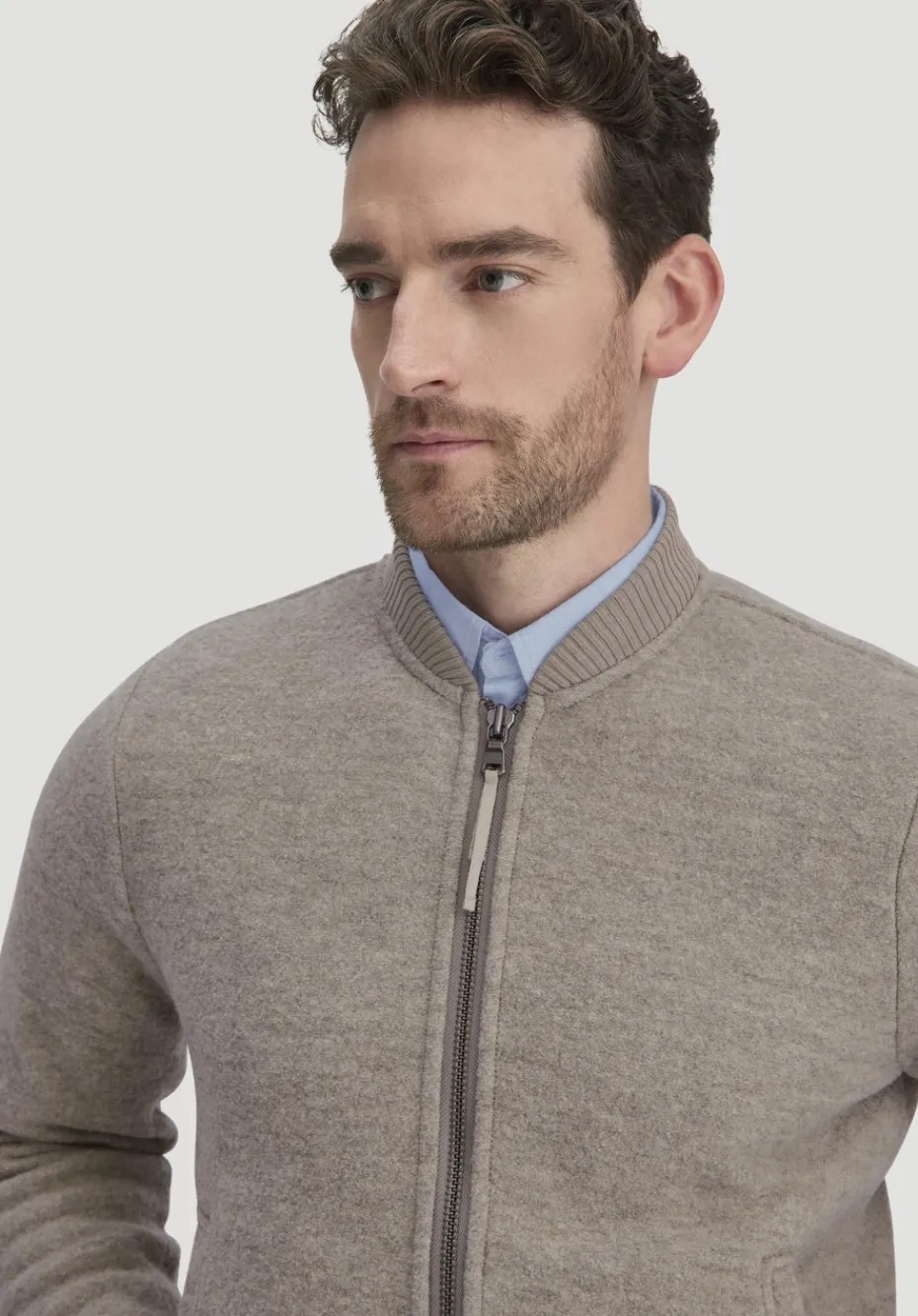 hessnatur Wollwalk Jacke Relaxed aus reiner Bio-Merinowolle von greige Sale