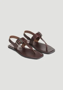 hessnatur Zehentrenner Sandale aus chromfrei gegerbtem Leder von naturbraun Sale